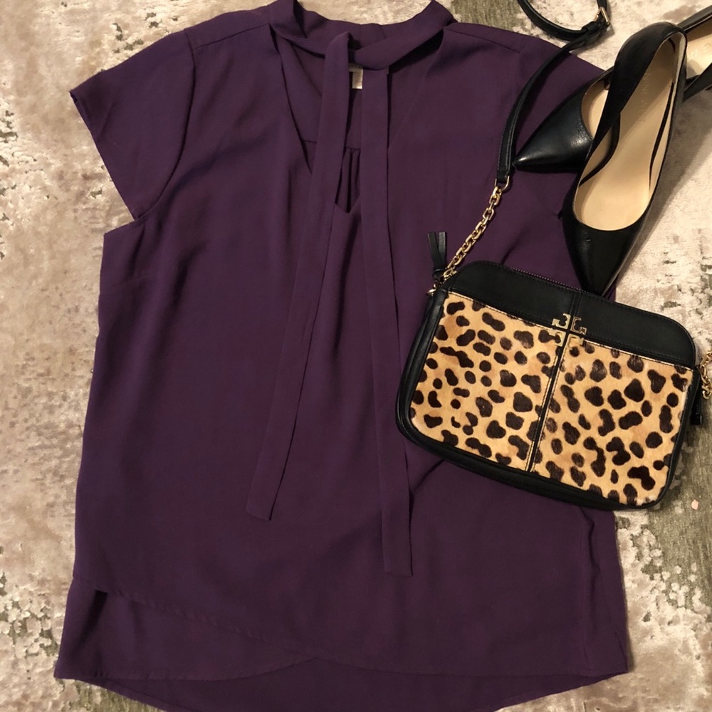 Skies are Blue neck tie blouse, purple size med